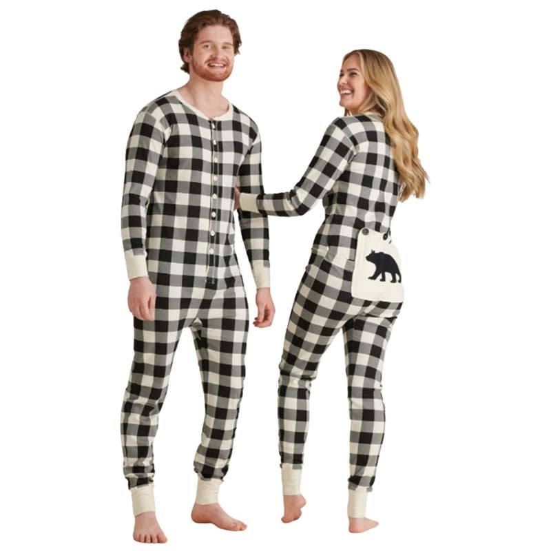 Cream and Black Plaid Family Matching Christmas Jumpsuits