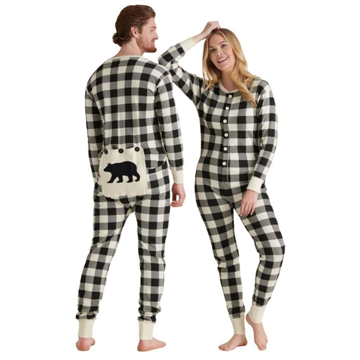 Cream and Black Plaid Family Matching Christmas Jumpsuits