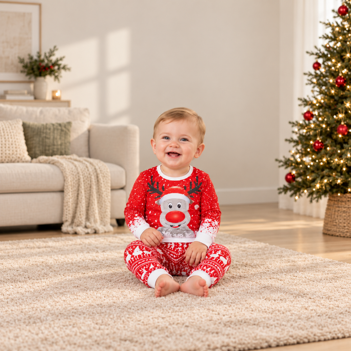 Moose In Snow Family Matching Christmas Pajamas