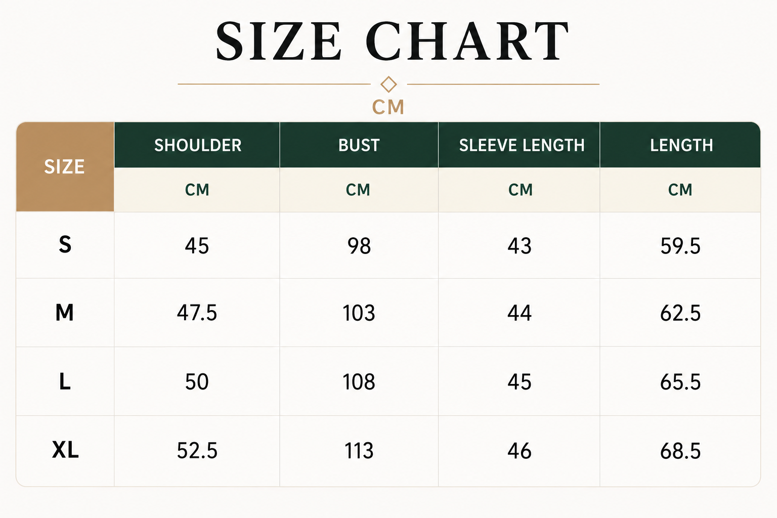 Size Chart CM