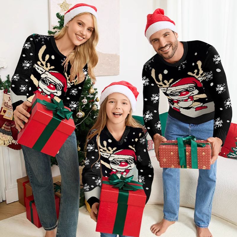 Cool Reindeer Crewneck Family Matching Christmas Jumpers