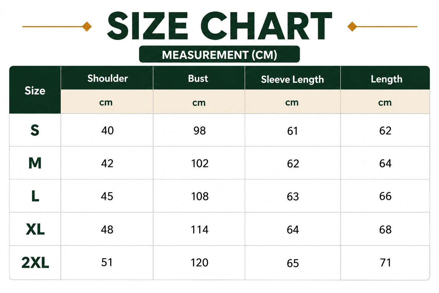Size Chart CM