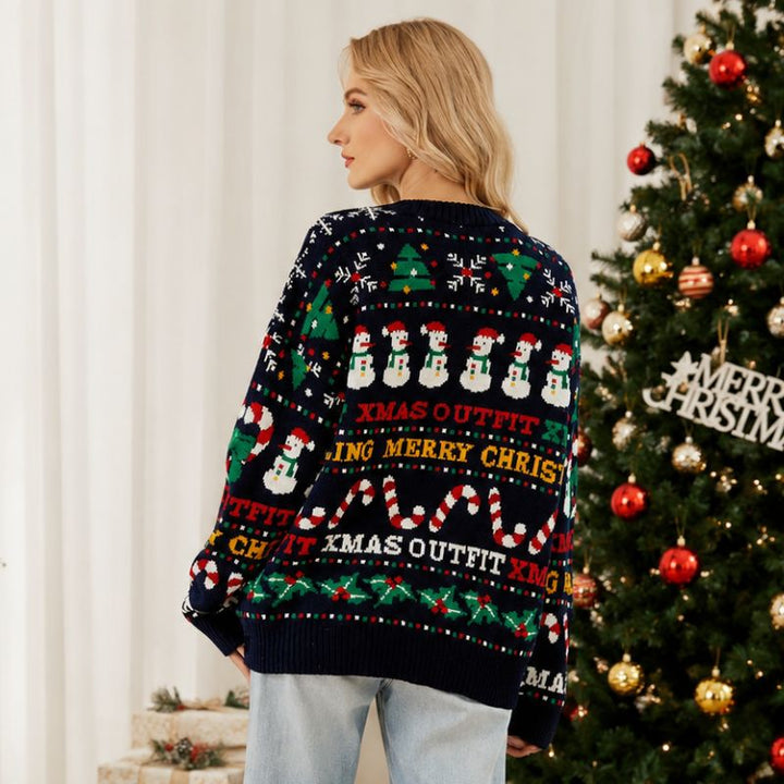 Festive Snowman Candy Cane Christmas Jumper