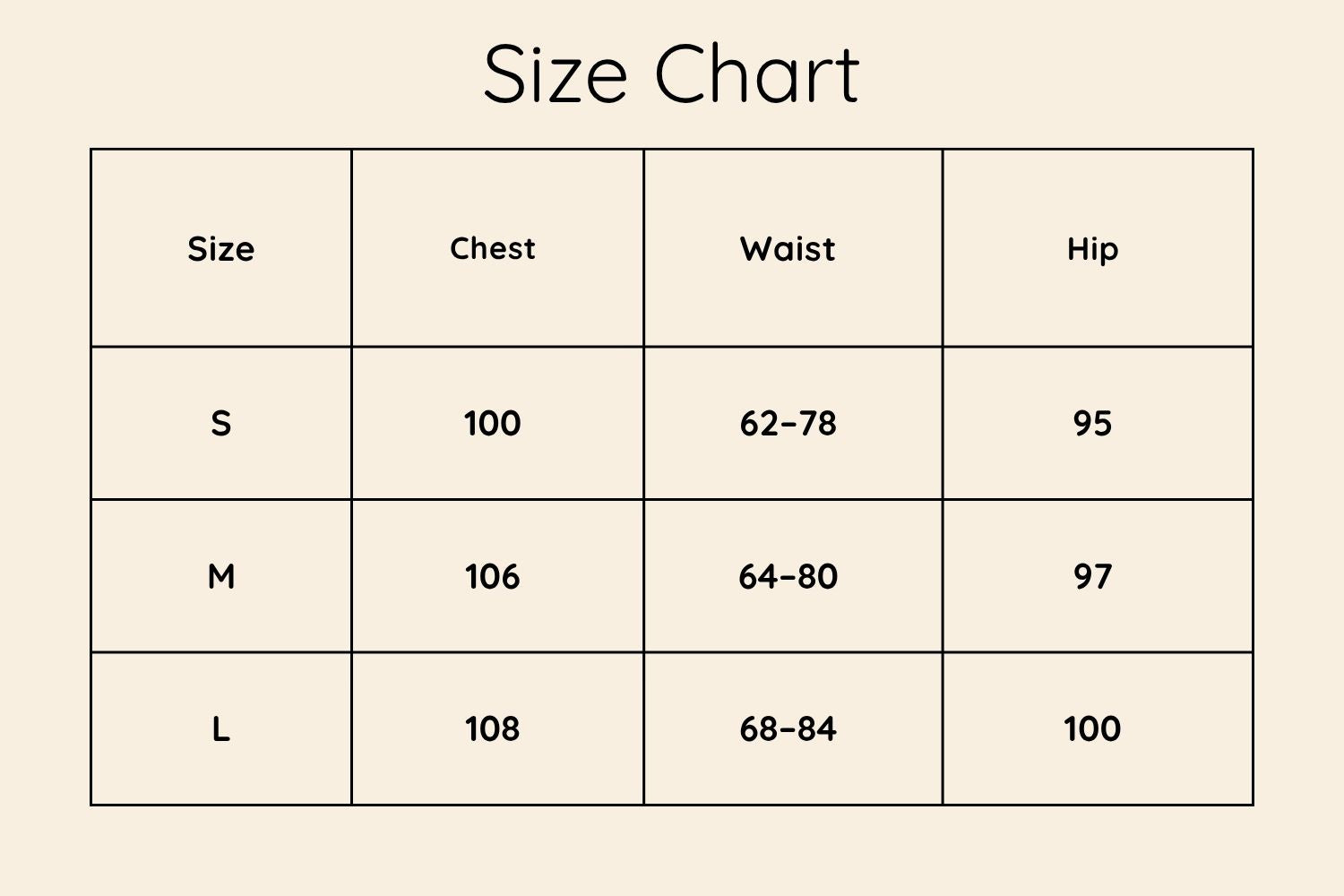 Size Chart CM