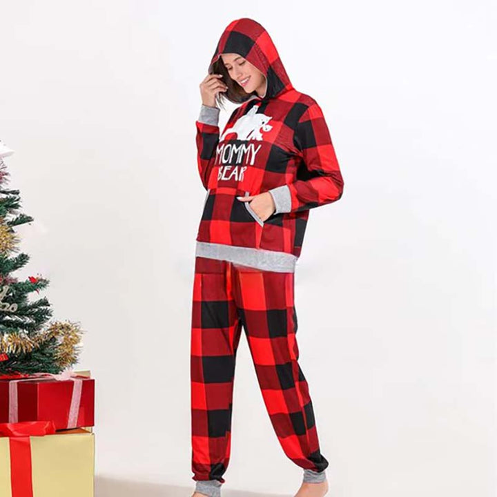 Hooded Plaid Bear Family Matching Christmas Pyjamas