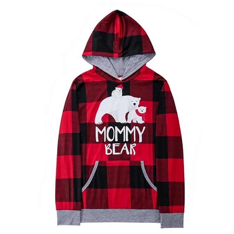 Hooded Plaid Bear Family Matching Christmas Pyjamas