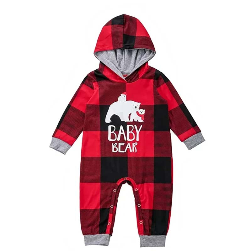 Hooded Plaid Bear Family Matching Christmas Pyjamas