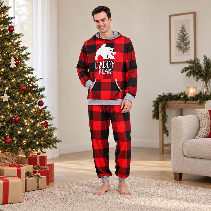 Hooded Plaid Bear Family Matching Christmas Pyjamas