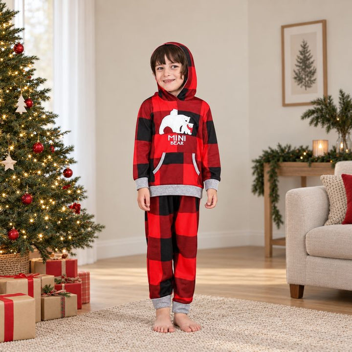 Hooded Plaid Bear Family Matching Christmas Pyjamas