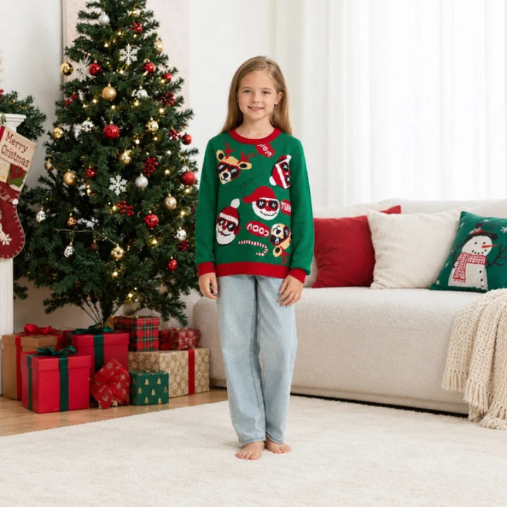 Jolly Santa & Reindeer Matching Family Christmas Jumper
