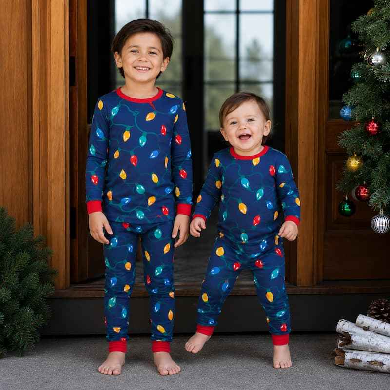 Lights Matching Family Christmas Pyjamas