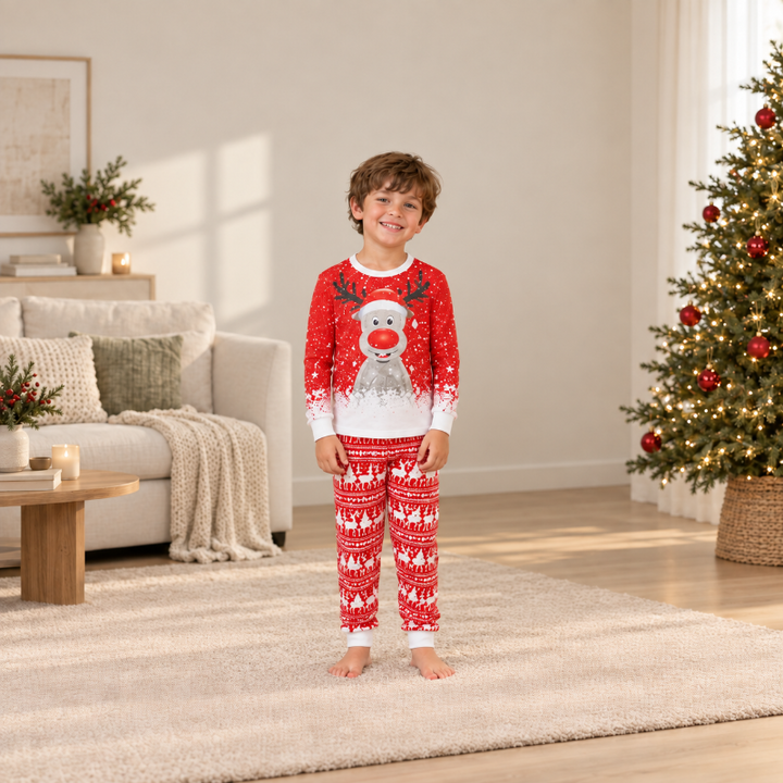 Moose In Snow Family Matching Christmas Pajamas