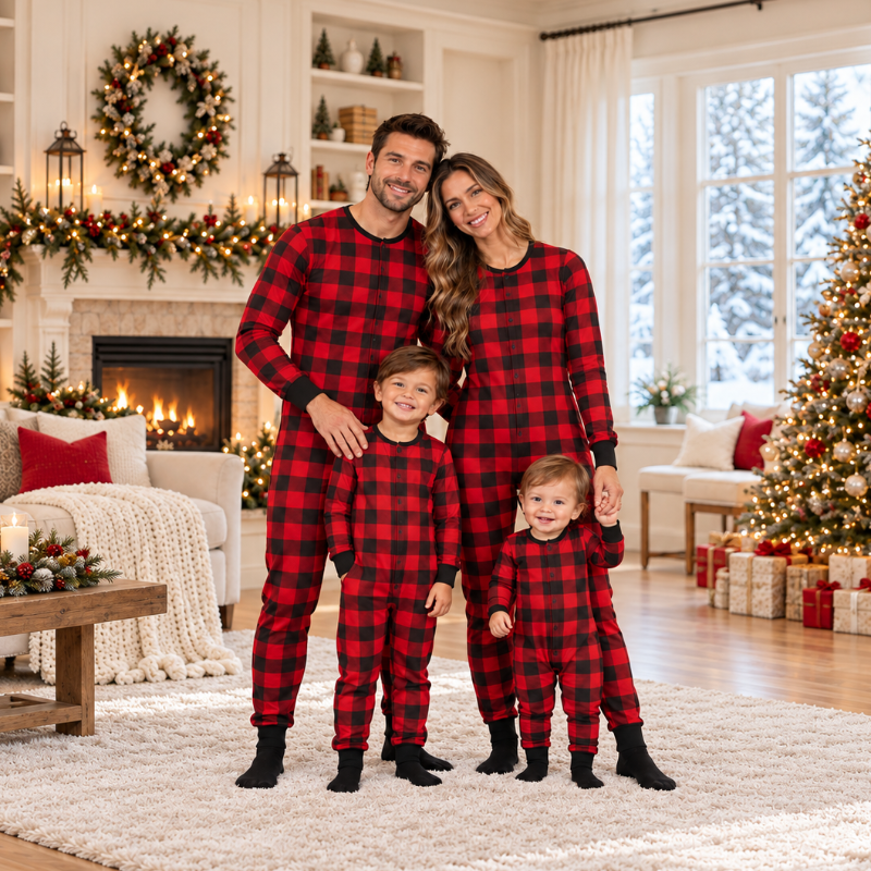Plaid Moose Family Matching Christmas Pyjamas