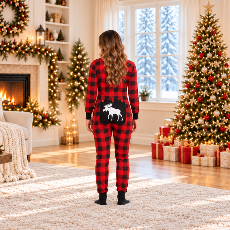 Plaid Moose Family Matching Christmas Pyjamas
