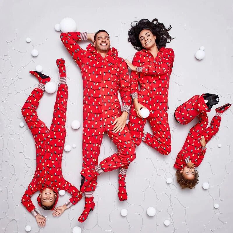 red light bulbs family matching christmas jumpsuits