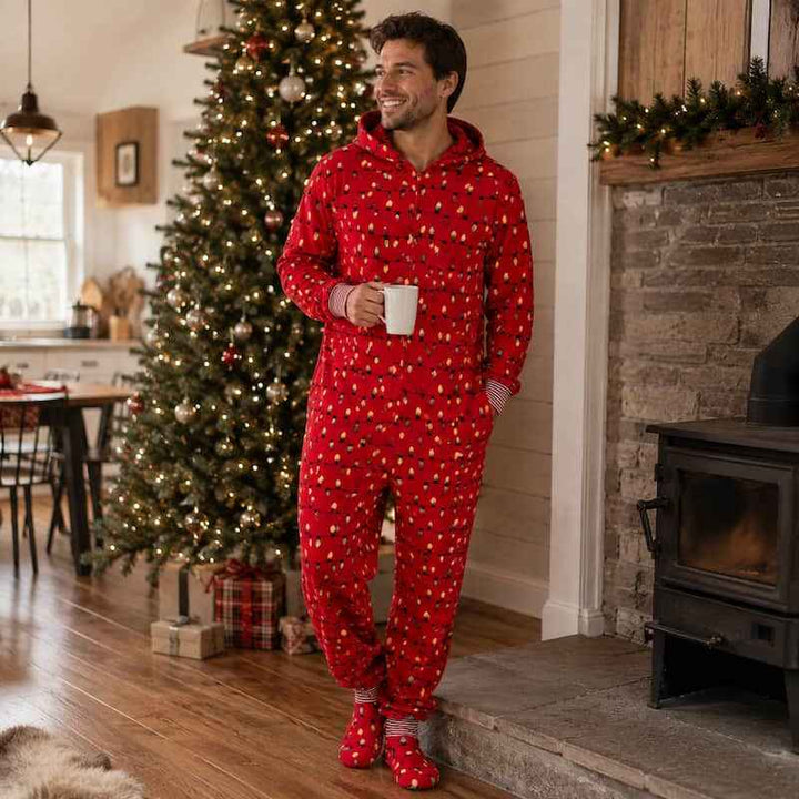 Red Light Bulbs Family Matching Christmas Jumpsuits
