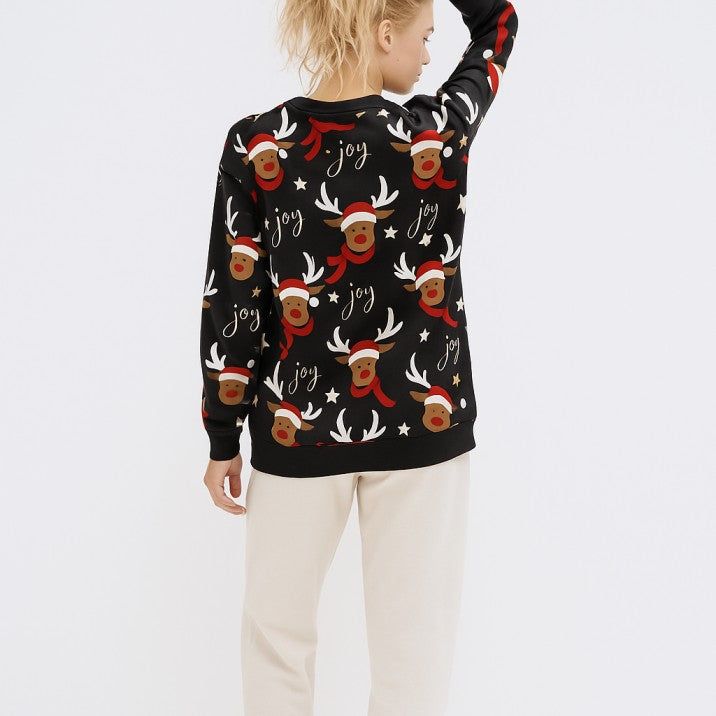 Reindeer With Hat Christmas Women Ugly Sweater