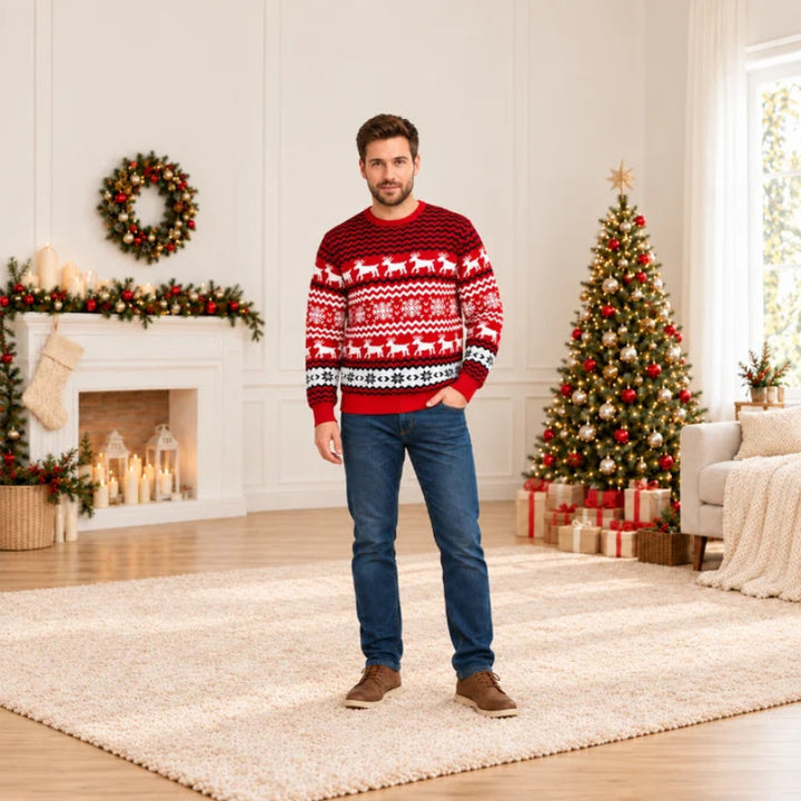 Reindeer & Snowflake Unisex Christmas Ugly Sweater
