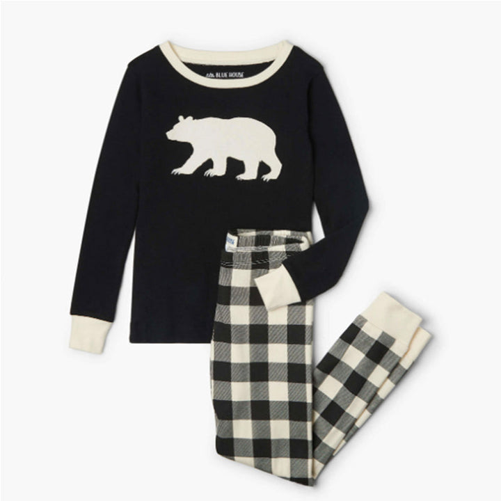 Black & Cream Plaid Bear Family Matching Pyjamas